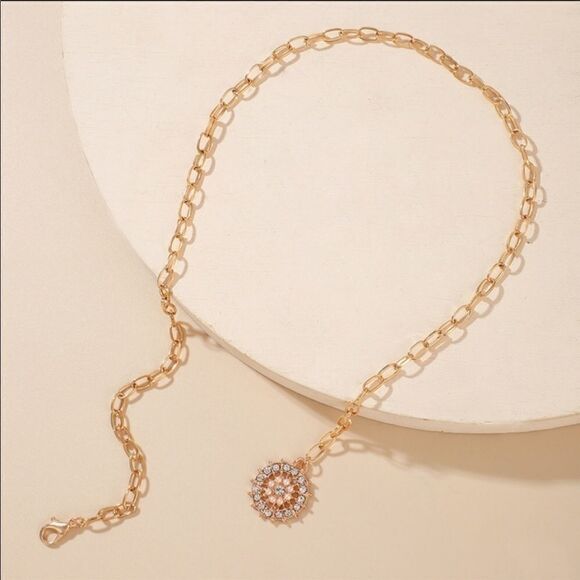 Necklace Flower Rhinestone Pendant Cutest - Picture 5 of 6